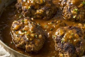 Homemade Savory Salisbury Steaks in gravy