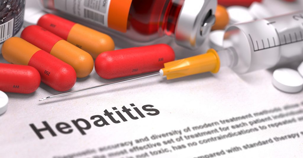 Hepatitis - Printed Diagnosis with Blurred Text. On Background of Medicaments Composition - Red Pills, Injections and Syringe.; blog: Is There a Link Between Hepatitis and Kidney Disease?
